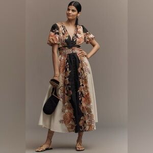 Anthropologie Katerina Button-Front Dress Sz L NWT